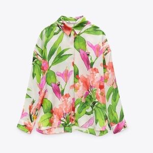 Zara Floral Blouse - Green, Pink, Orange